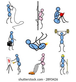 vector stick people set 2