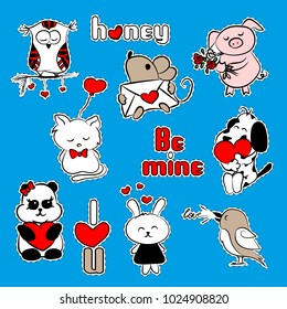 Vector sticker about love blue background
