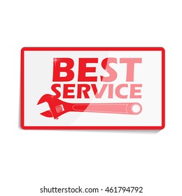 Vector sticker with an adjustable wrench and the inscription "Best Service"