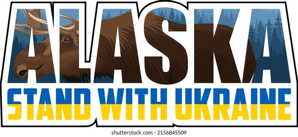 vector sticker "Alaska stand with Ukraine"
