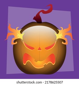 Vector sticker of a angry raged Halloween pumpkin for avatars, decoration, websites, any personal use.