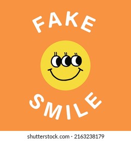 vector sticker art fake smile