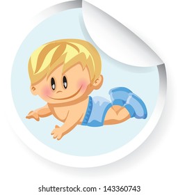 Vector sticker with baby boy
