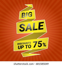 Vector sticker, banner, label. Coupon sale, offers and promotions vector template. Big sale.
