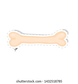 vector sticker with bone isolated on white background