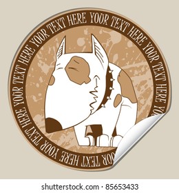 Vector sticker with cartoon dog. Place for your text.
