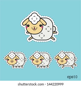 Vector sticker with cartoon sheep.