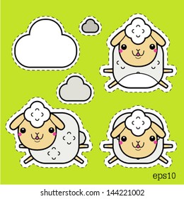 Vector sticker with cartoon sheep.