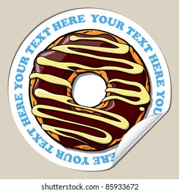 Vector sticker with cartoon sheep. Place for your text.