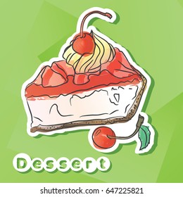 Vector sticker with cherry pie.