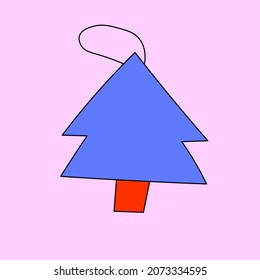 pegatina vectorial - árbol de juguete de navidad. Decoración interior para una fiesta de Año Nuevo. Decoración en casa.Juguete de vidrio vintage. Elemento para patrón y postal