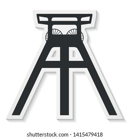 Vector sticker of a coal mine headframe isolated on white background