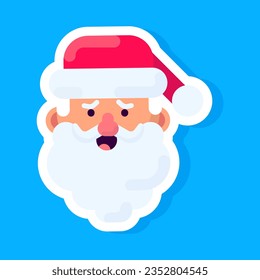 Etiqueta vectorial de la emoción confusa santa claus. Icono minimalista de santa claus para los niños.