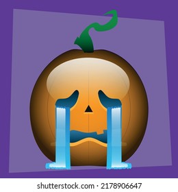 Vector sticker of a crying Halloween pumpkin for avatars, decoration, websites, any personal use.