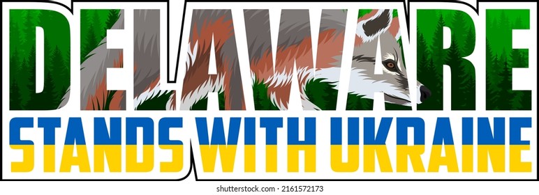 Vektoraufkleber "Delaware-Stand with Ukraine" mit grauem Fuchs