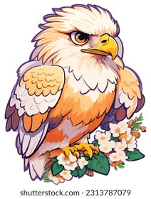 vector sticker design with eagle isolated