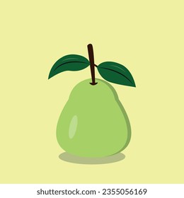 Vector sticker design featuring an isolated green pear
