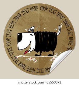 Vector sticker with dog. Place for your text.