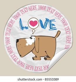 Vector sticker with dog. Place for your text.
