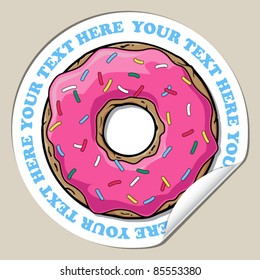 Vector sticker with donut. Place for your text.