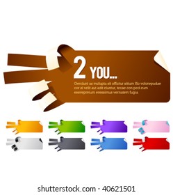 Vector sticker in the form of hands. Multicolor set.