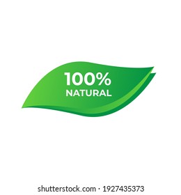 Vector sticker in the form of a leaf with the inscription natural