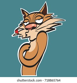 Vector sticker funny cartoon ginger cat. More in my gallery