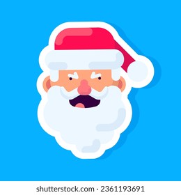 Vector sticker of funny santa claus emoji. Minimalistic funny santa claus icon for kids.