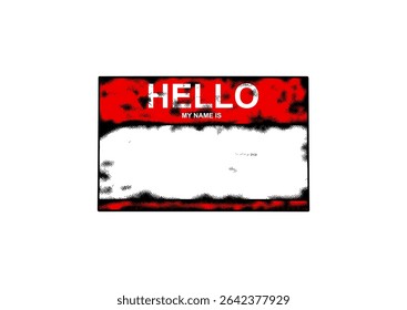 Etiqueta de nombre de graffiti de Vector (HELLO MY NAME IS) con textura de semitono