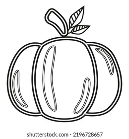 Vector sticker of an hand drawn black and white autumn pumpkin, thanksgiving day cabbage for prints, decorations, websites etc.
