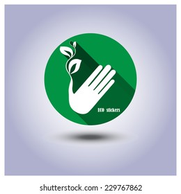 Vector sticker, icon environmental protection with a long shadow for design
