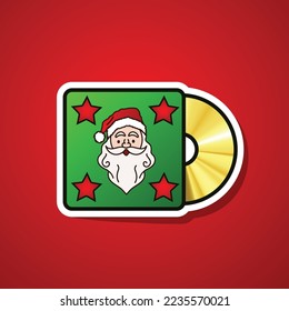 Vector sticker, icon, illustration for Christmas music playlist cover art