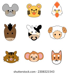 vector sticker icon of various cute animals