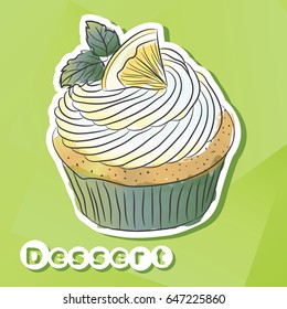 Vector sticker with lemon cake.