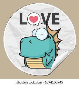 Vector sticker with lovely alien character.