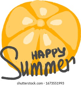 Vector sticker or / and mandarin sticker with the words "Happy Summer"