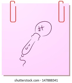 Vector sticker with microphone on a white background