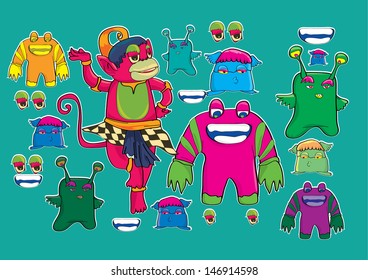 vector sticker monster wayang indonesian characters