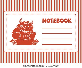 vector sticker for notebook with a funny monster in red
