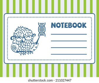 vector sticker for notebook with an owl and DNA