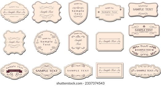 Vector sticker. Ornamental label frames. Old ornate labels, decorative vintage frame and retro badge