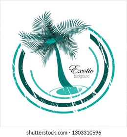 Vector sticker of palm trees and circles