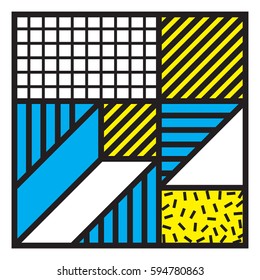Vector sticker and patch in 90s 80s styles on white background. Simple abstract illustration for printing, badges, web email graphic, minimal design elements