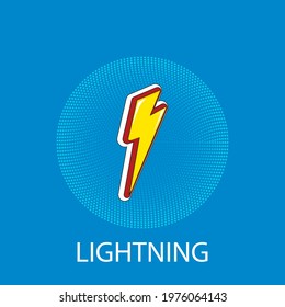 Vector sticker with a picture of a lightning bolt on a grayscale background