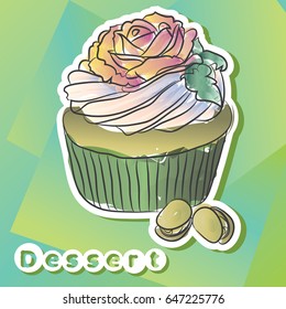 Vector sticker with pistachio cake.