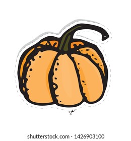 vector sticker pumpkin with a contour for cutting