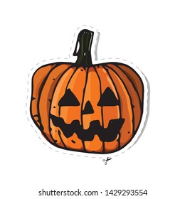 vector sticker pumpkin with a contour for cutting