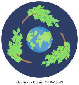 Vector sticker recycling, save green planet, vector icon