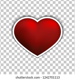 Vector sticker -  red heart on the checked background. Vector. EPS10.