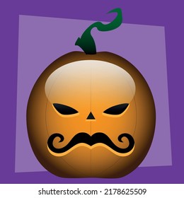 Vector sticker of a serious italian helloween pumpkin with moustache for avatars, decoration, websites, any personal use.